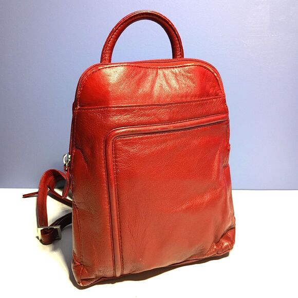 Wilsons Leather Handbags - Wilsons Leather Red Leather Backpack Purse Shoulder Bag